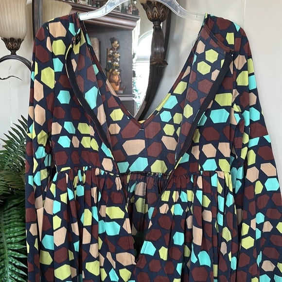 Brand New Unique Vintage Smak Parlour Brown Yellow Geometric 70s Mod Dress - Picture 12 of 15